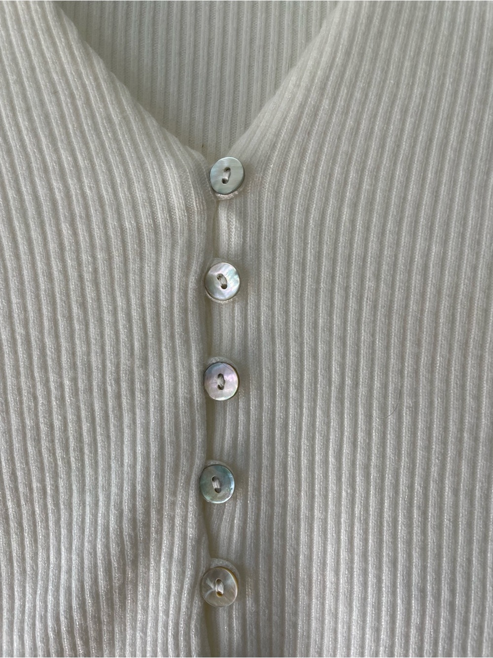 Lulus Ribbed Button Top, White, Medium - Picture 2 of 4